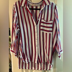 Grand & Greene Large Button Blouse red blue white